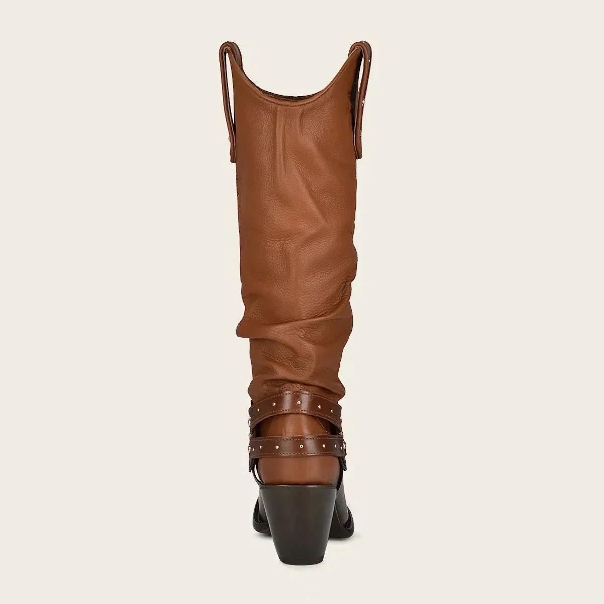 1Z41RS - Cuadra golden casual cowgirl leather knee high boots for women