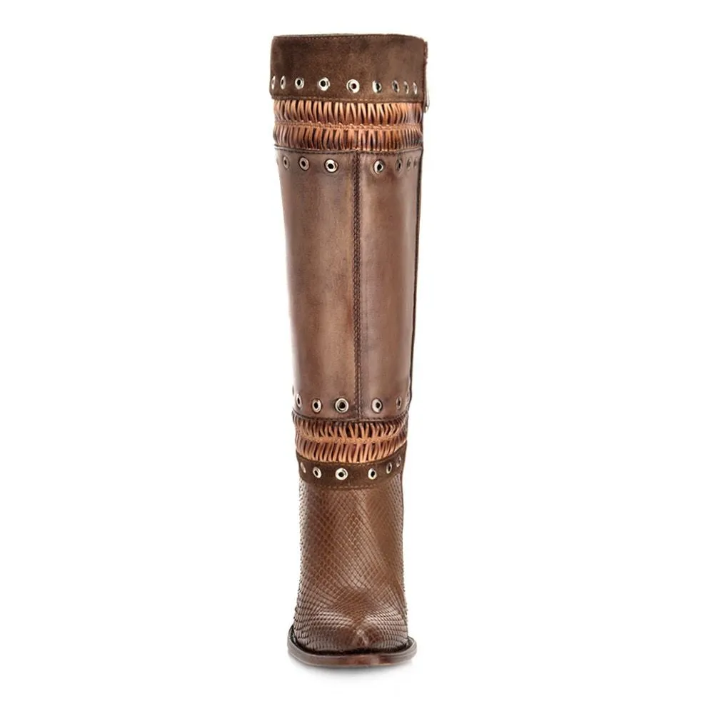 3F11PM - Cuadra taupe western cowgirl python snake boots for women