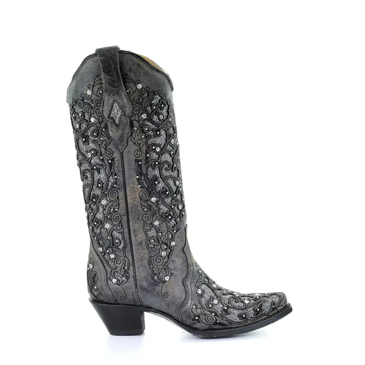 A3672 - Corral grey western cowgirl leather tall boots for women