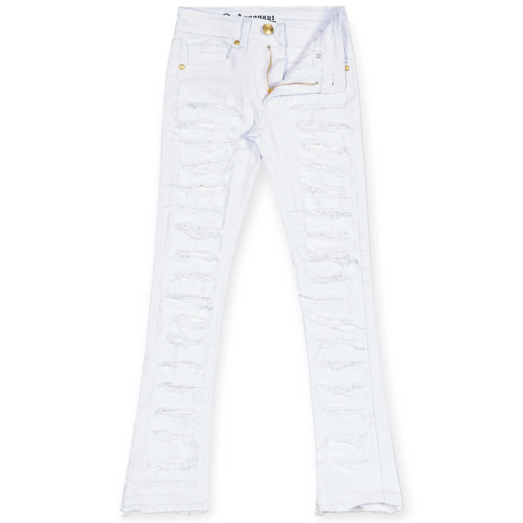 Argonaut Nations Boys Ripped Stacked Jeans (White)