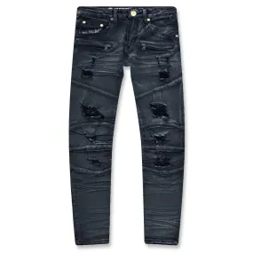 Argonaut Nations Men Cut and Sew Rip Skinny Jean (Black Wash)