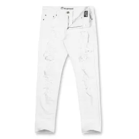 Argonaut Nations Men Ripped Skinny Fit Denim Jeans (White)