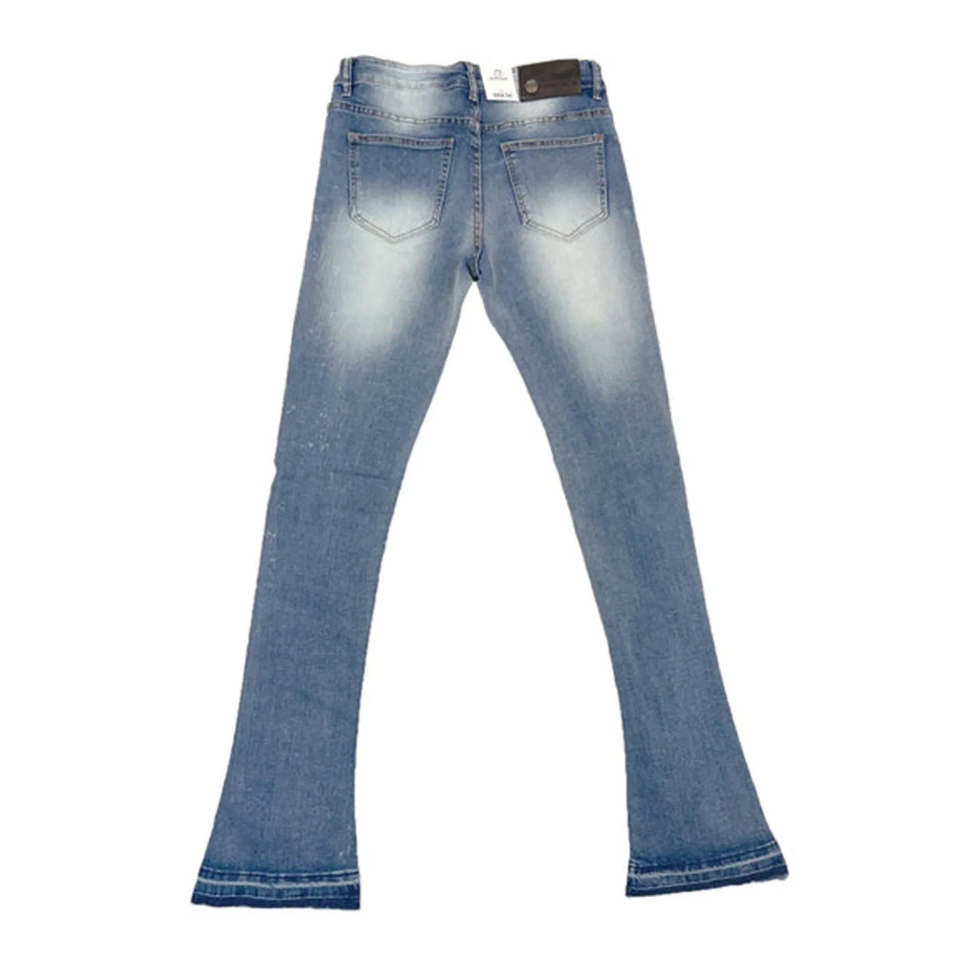 Argonaut Nations Men Stacked Blocked Distress Jeans (Med Blue)