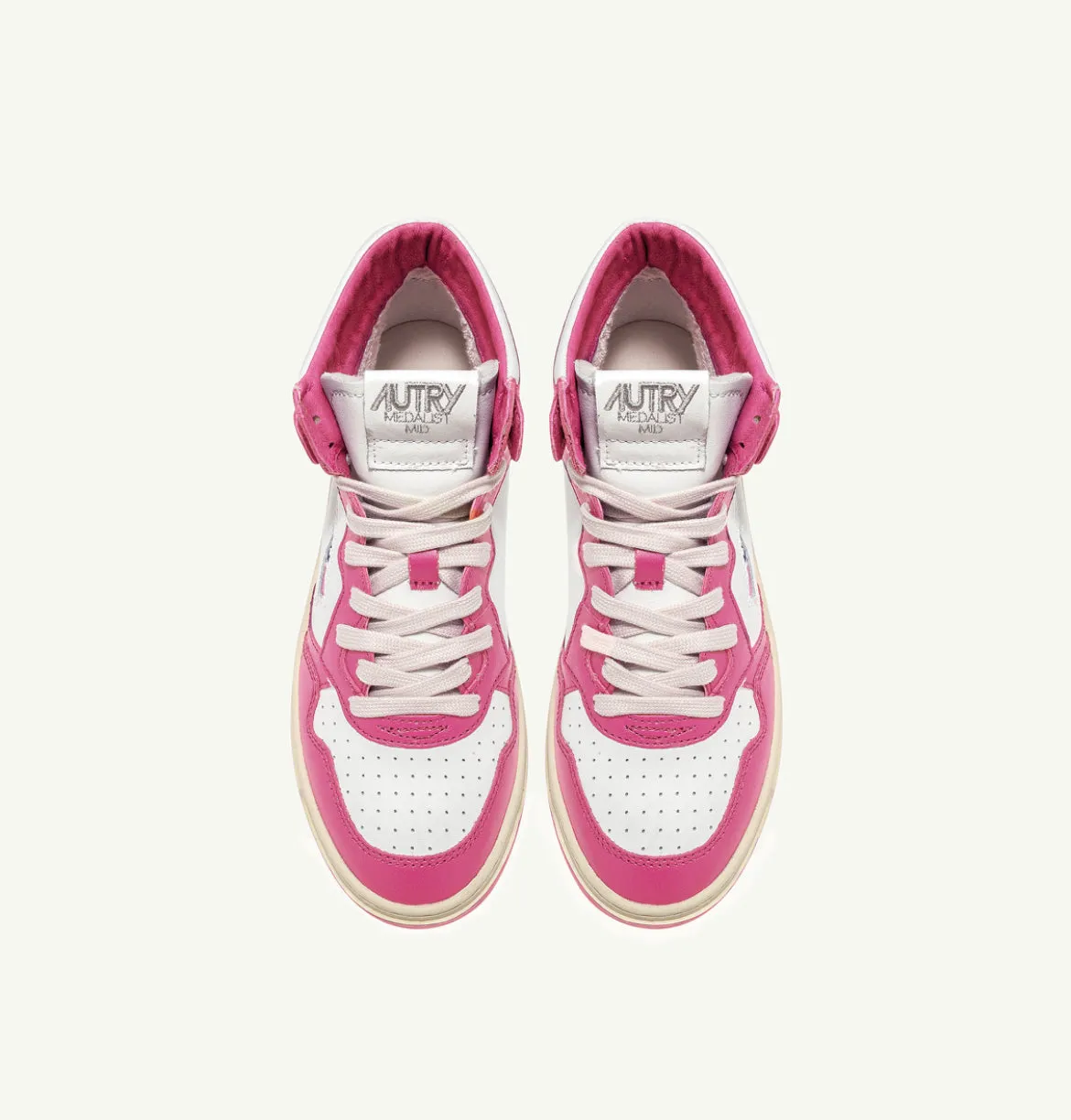 Autry Action Shoes Sneaker Medalist Mid Women white fuchsia AUMWWB14