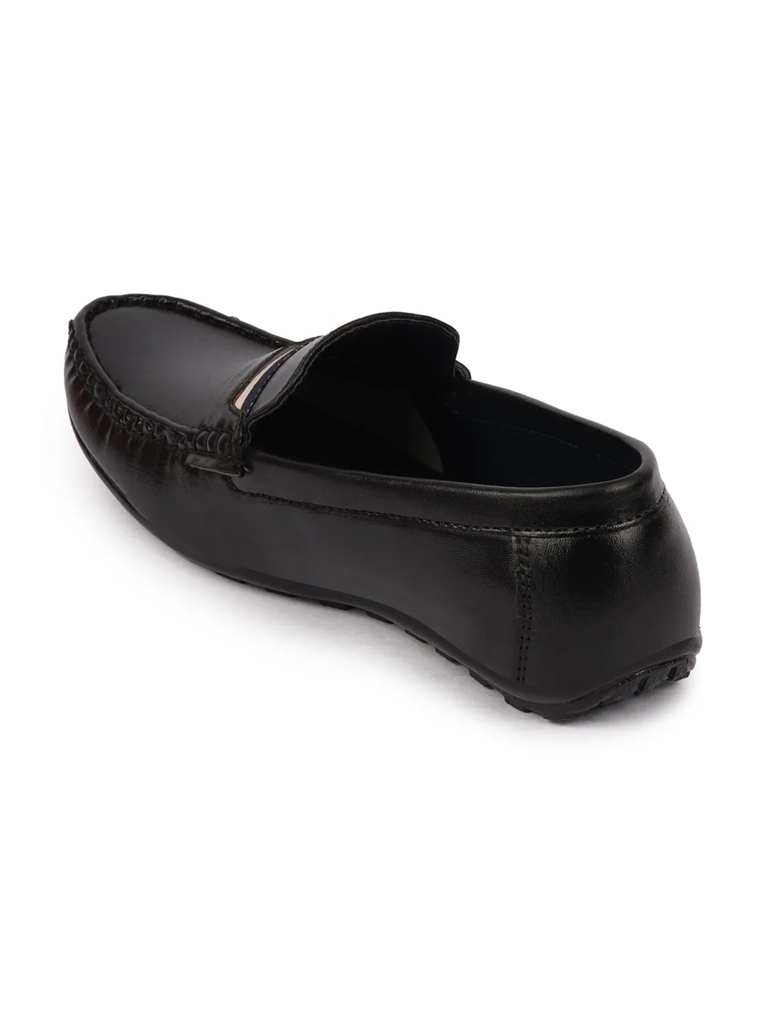 Basics Men Black Colored Stripe Design Casual Slip On Loafers and Moccasin Shoes all