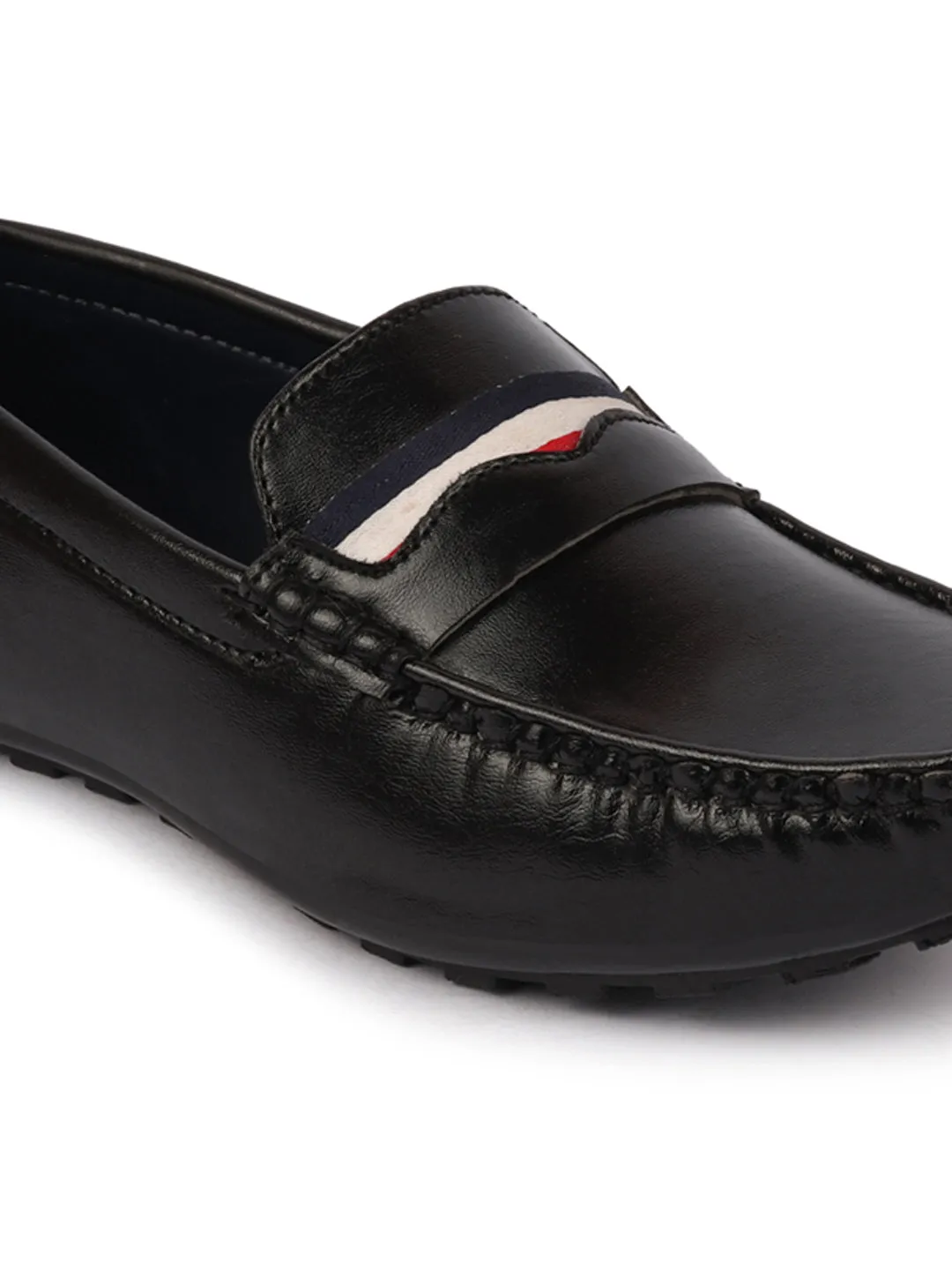 Basics Men Black Colored Stripe Design Casual Slip On Loafers and Moccasin Shoes all