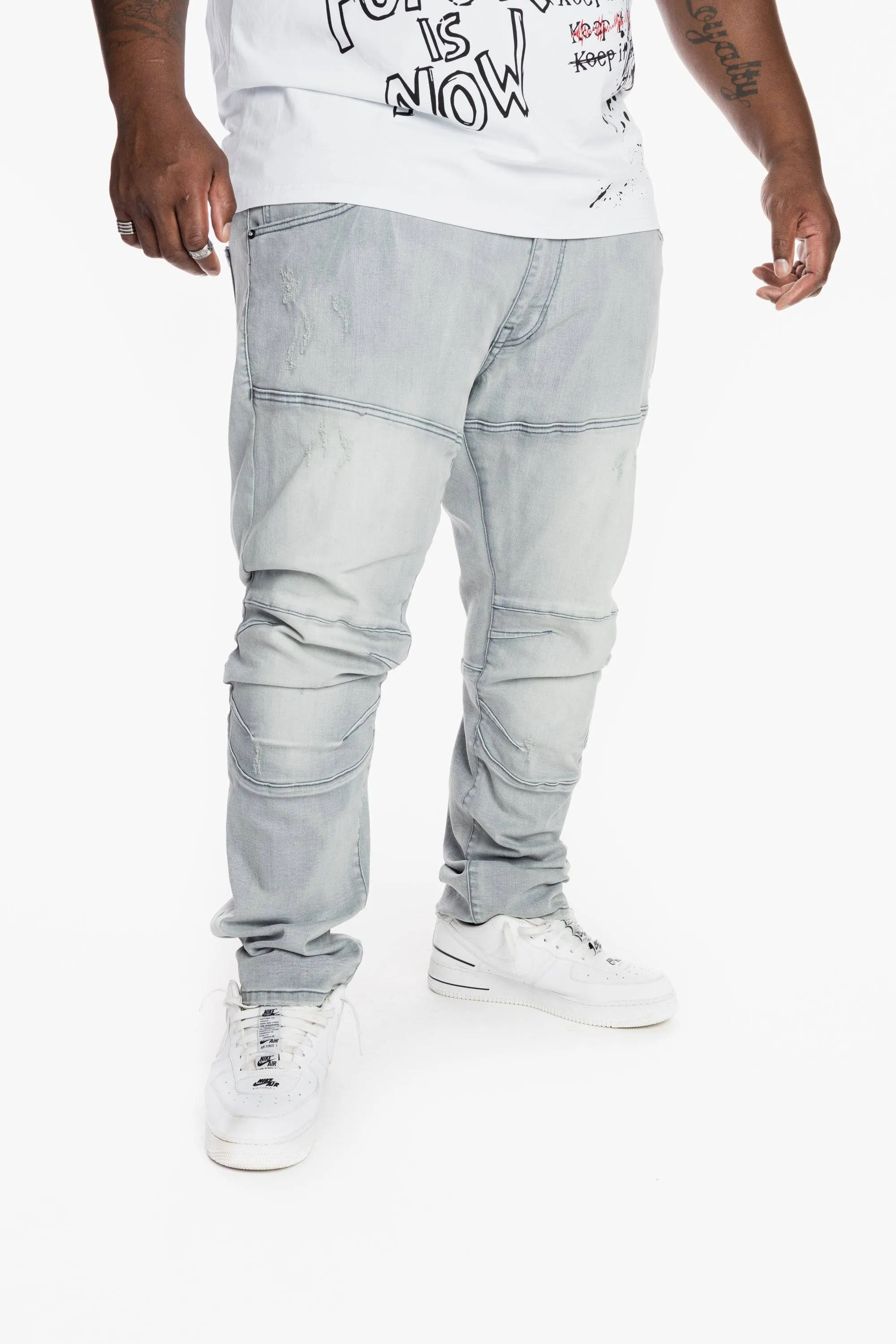 Big and Tall Clean Engineered Jeans - Light Grey