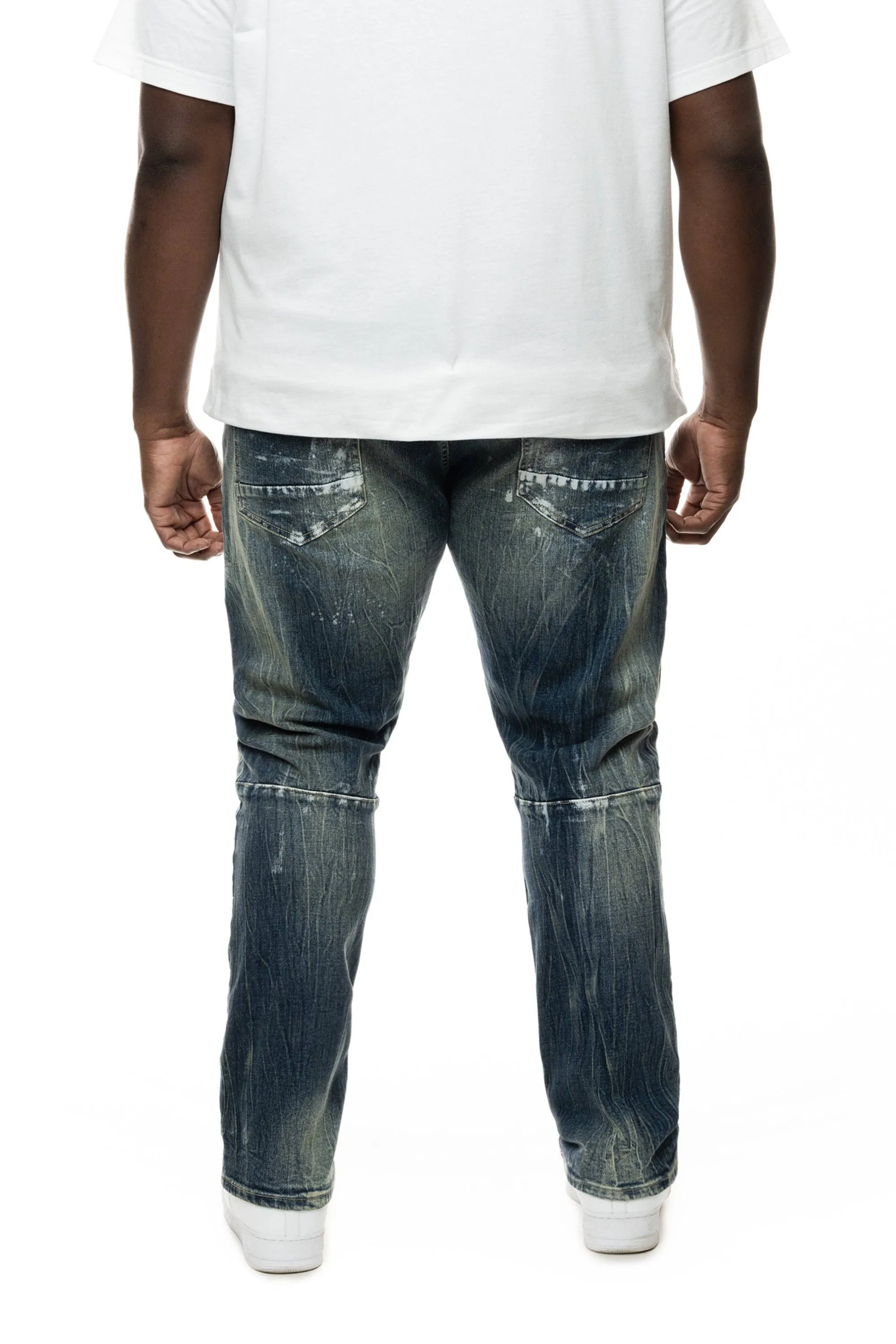 Big and Tall Patch Washed Jeans - Alley Blue