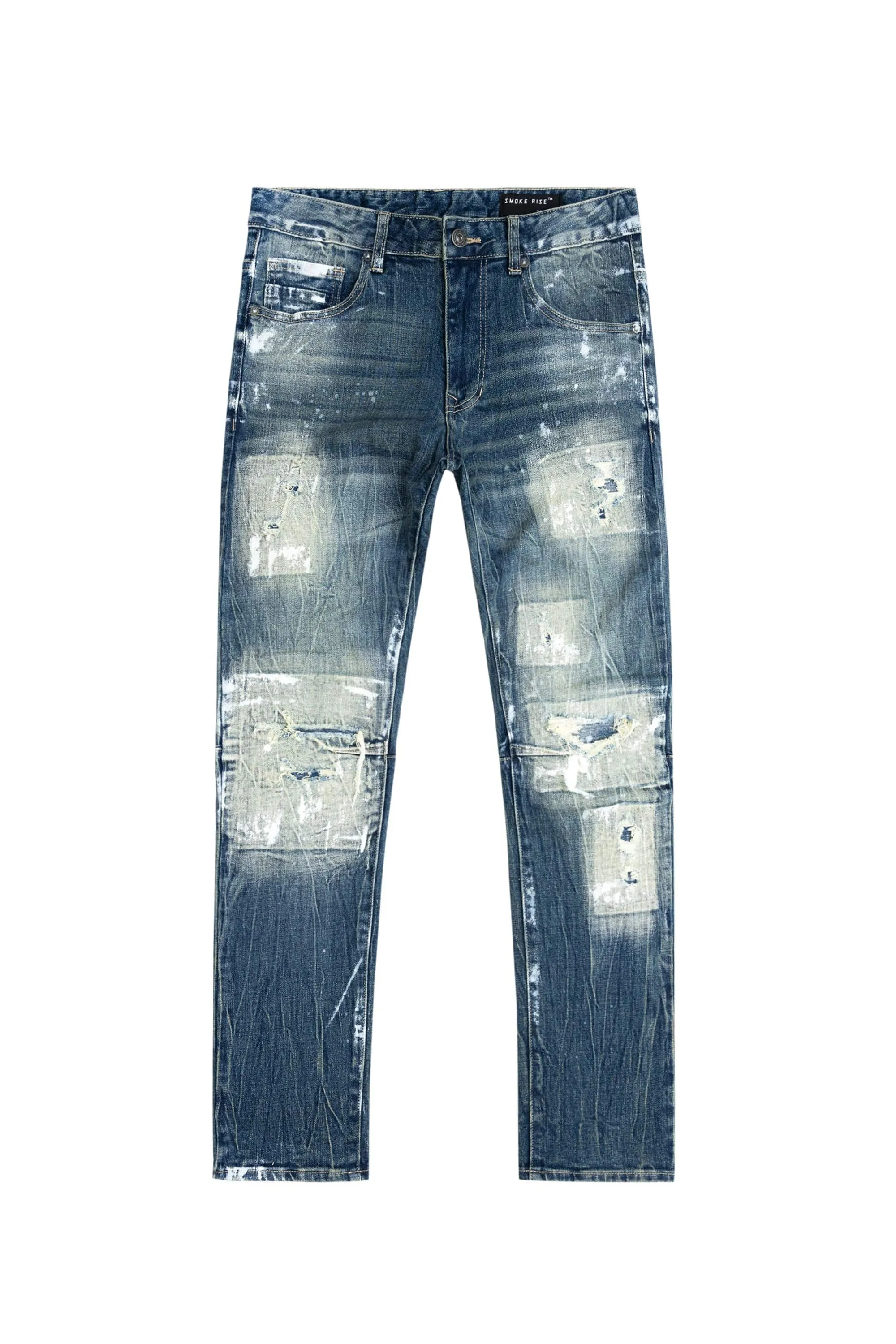 Big and Tall Patch Washed Jeans - Alley Blue