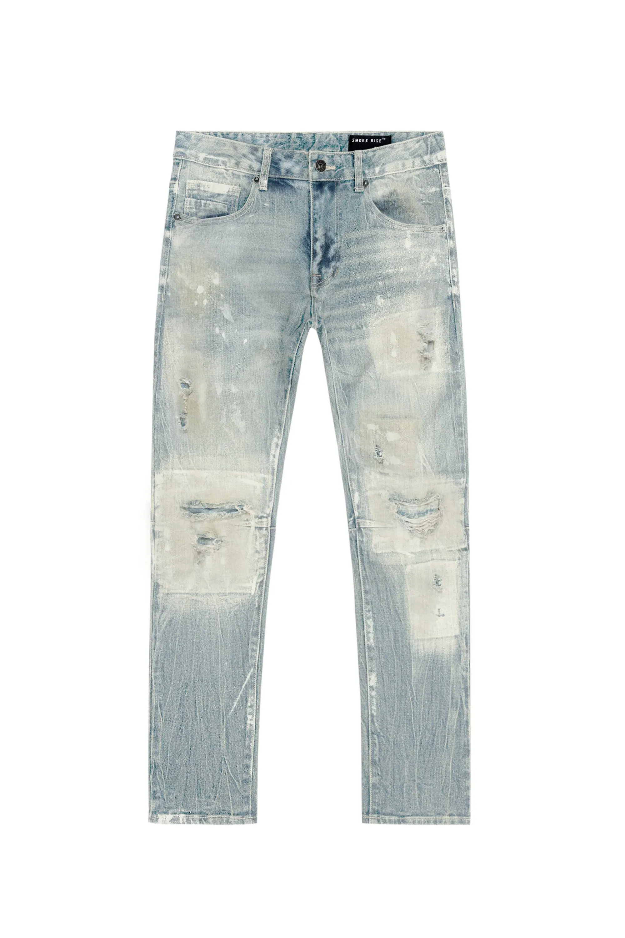 Big and Tall Patch Washed Jeans- Mojave Blue