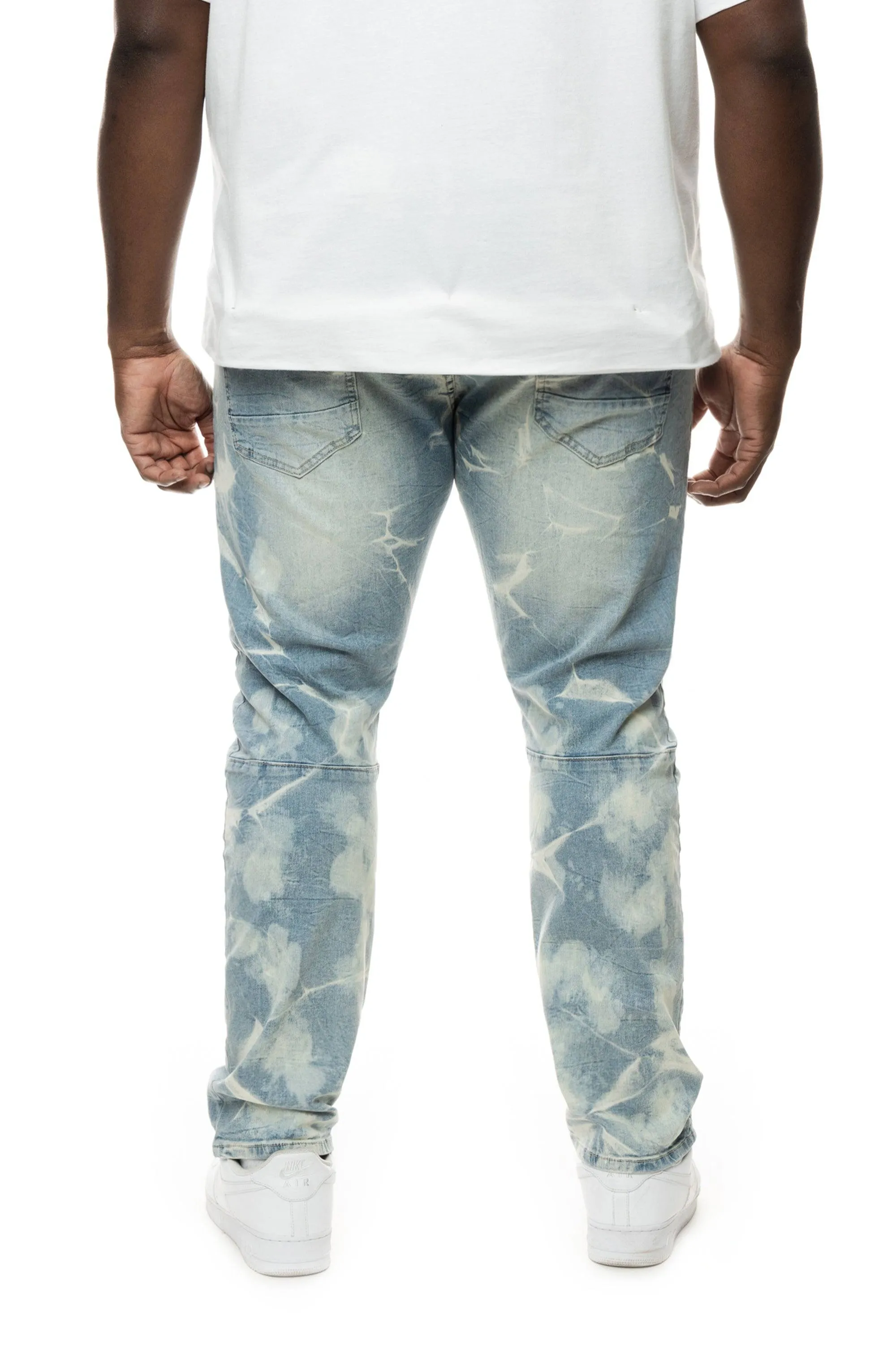 Big and Tall - Rip & Repaired Lightning Washed Denim Jeans - Bergen Blue