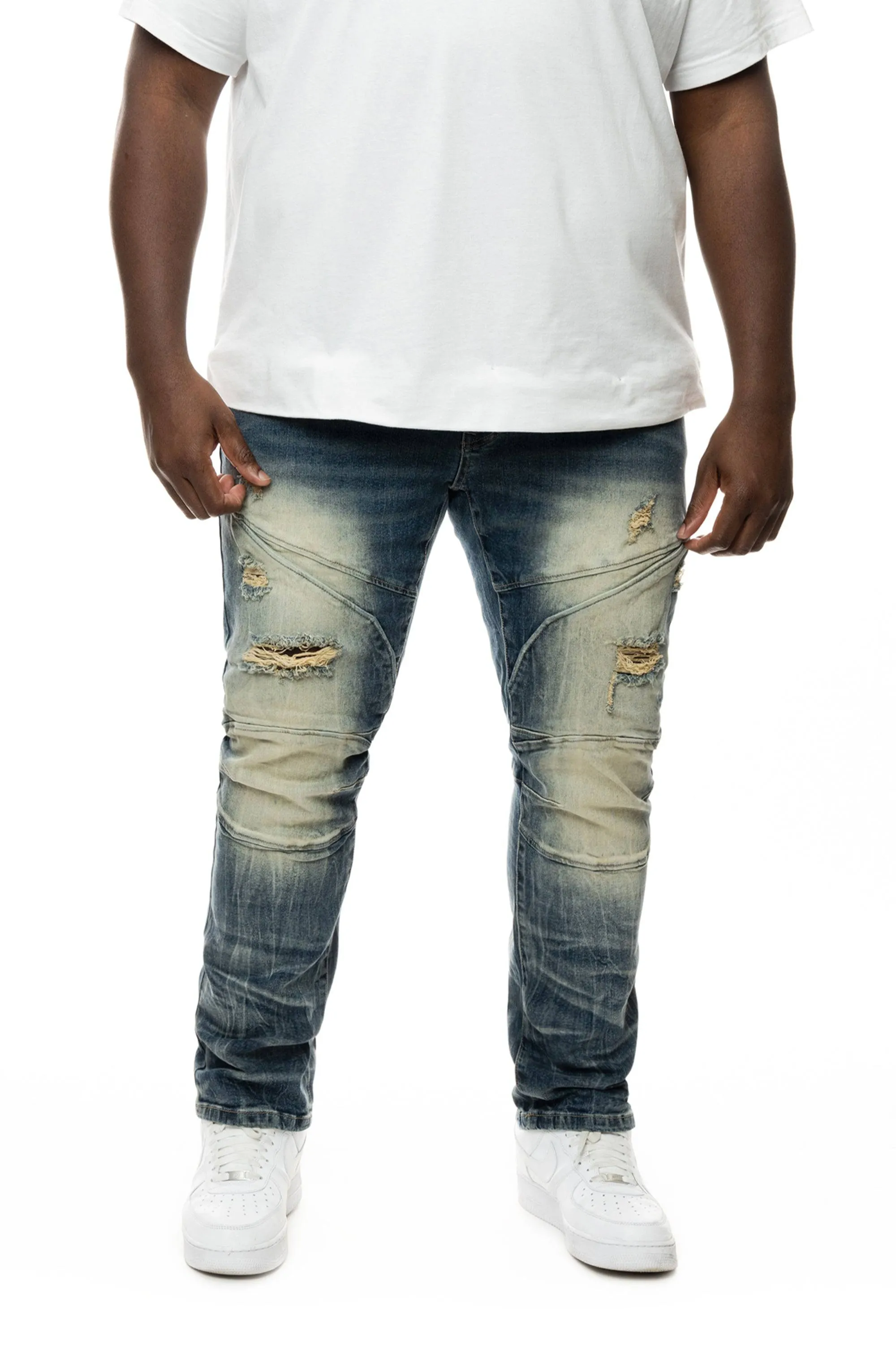 Big And Tall Slim Everyday Biker Jeans - Perth Blue