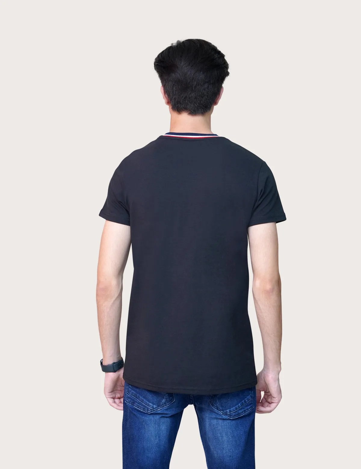 Black Knitted Crew Neck T-shirt