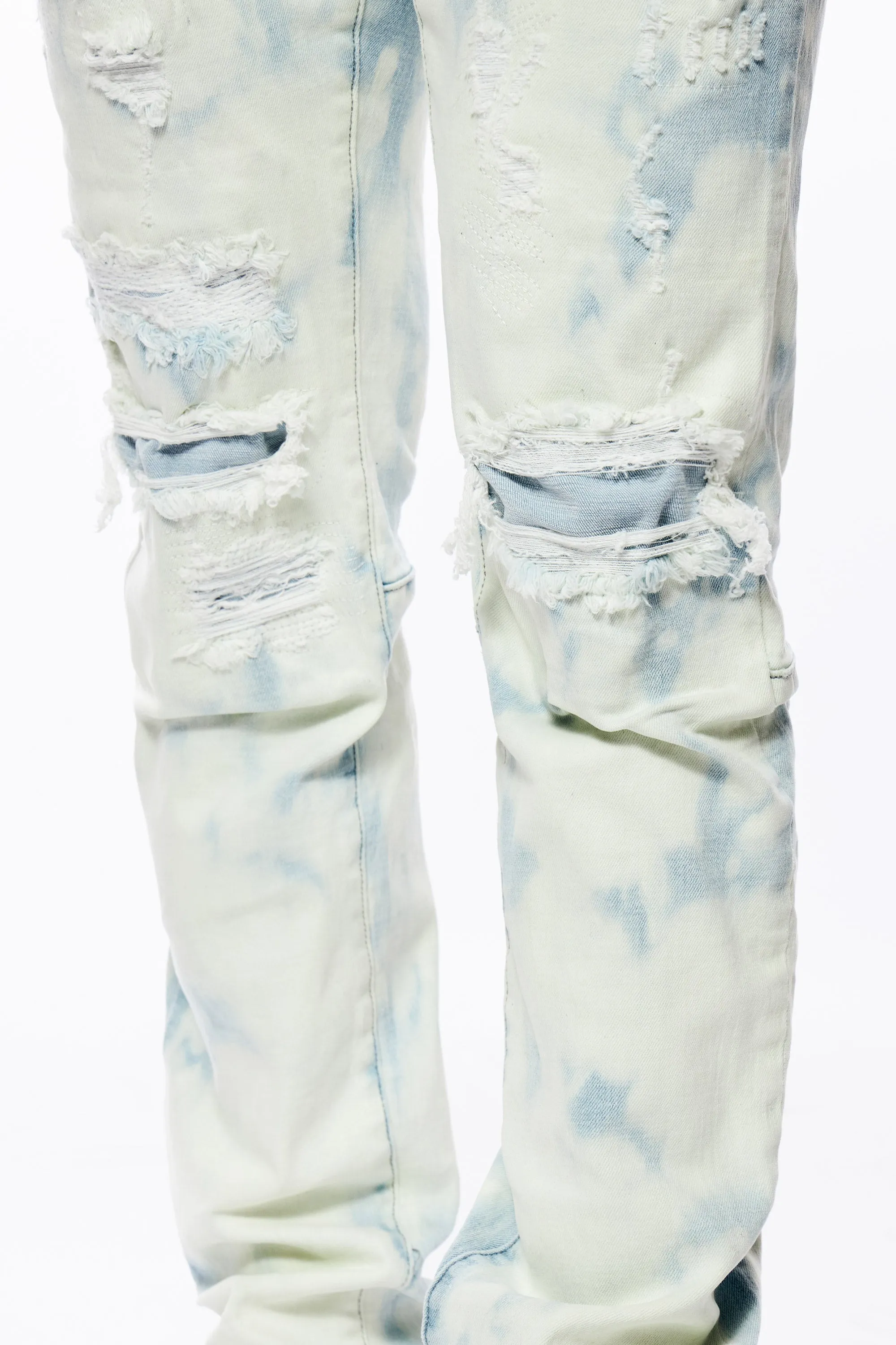 Bleach Washed Rip & Repaired Jeans - Billie Blue