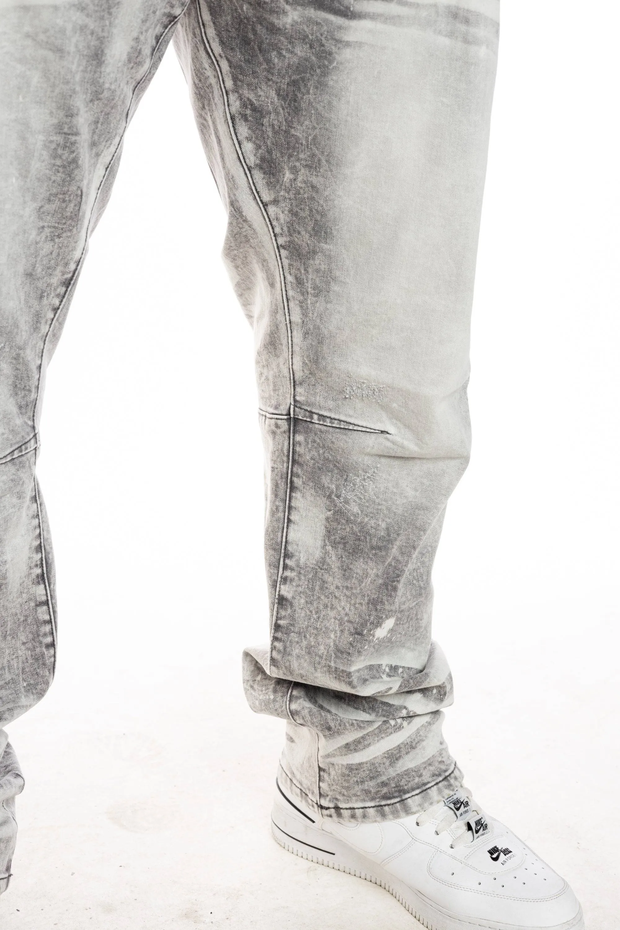 Bleached Detail Semi Basic Jeans - Frost Grey