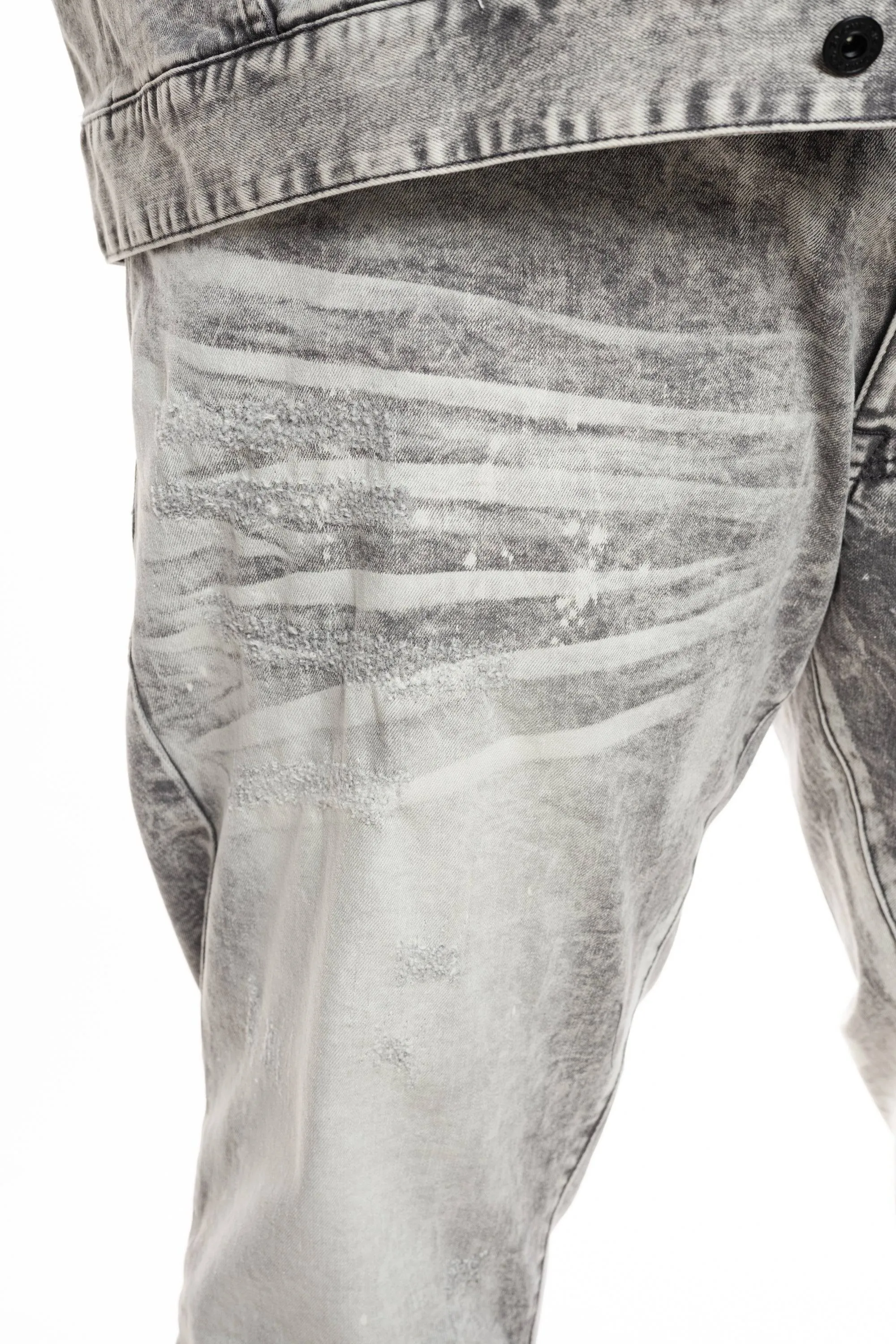 Bleached Detail Semi Basic Jeans - Frost Grey