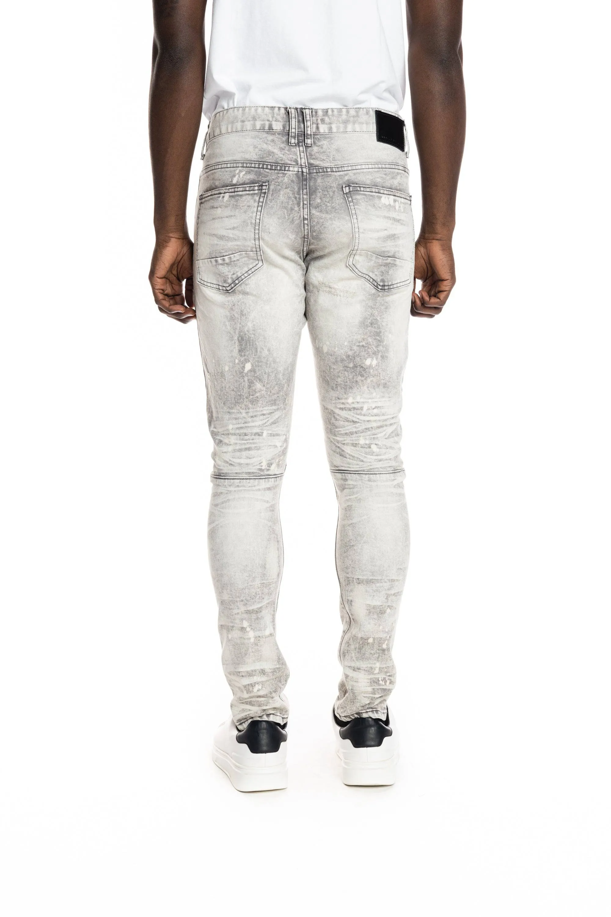 Bleached Detail Semi Basic Jeans - Frost Grey