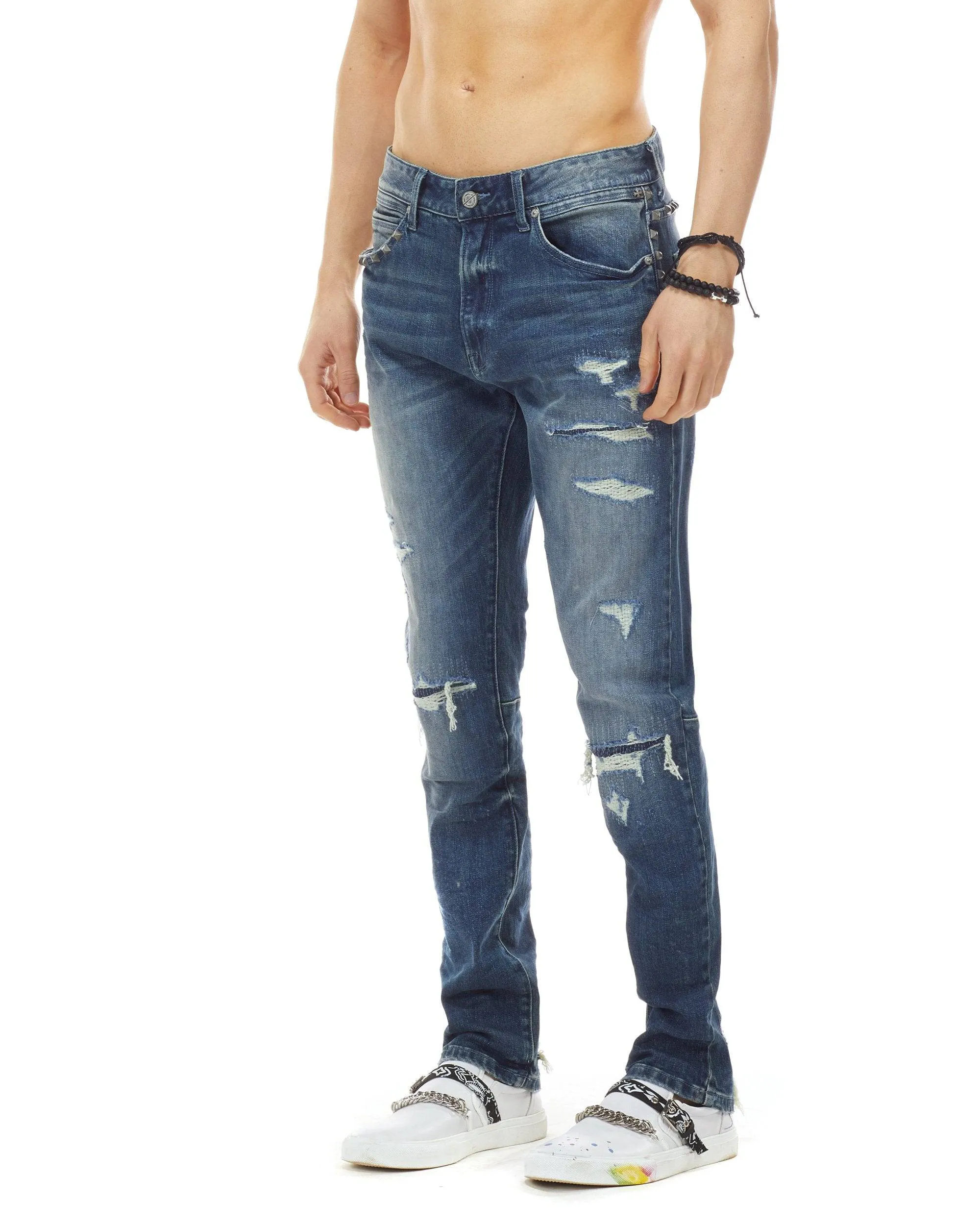 Bleunoir Antique Stud Jeans - Mode Blue