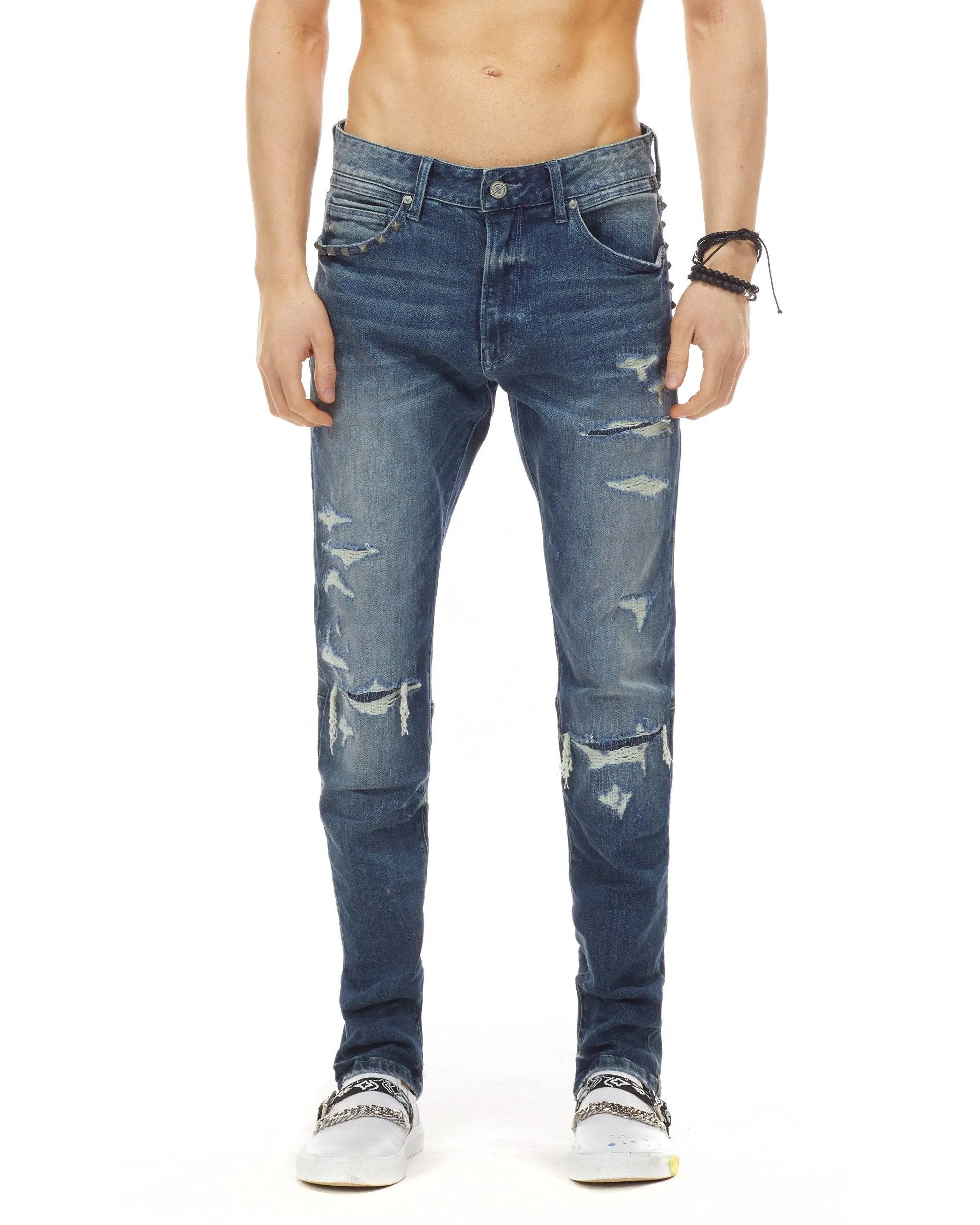 Bleunoir Antique Stud Jeans - Mode Blue