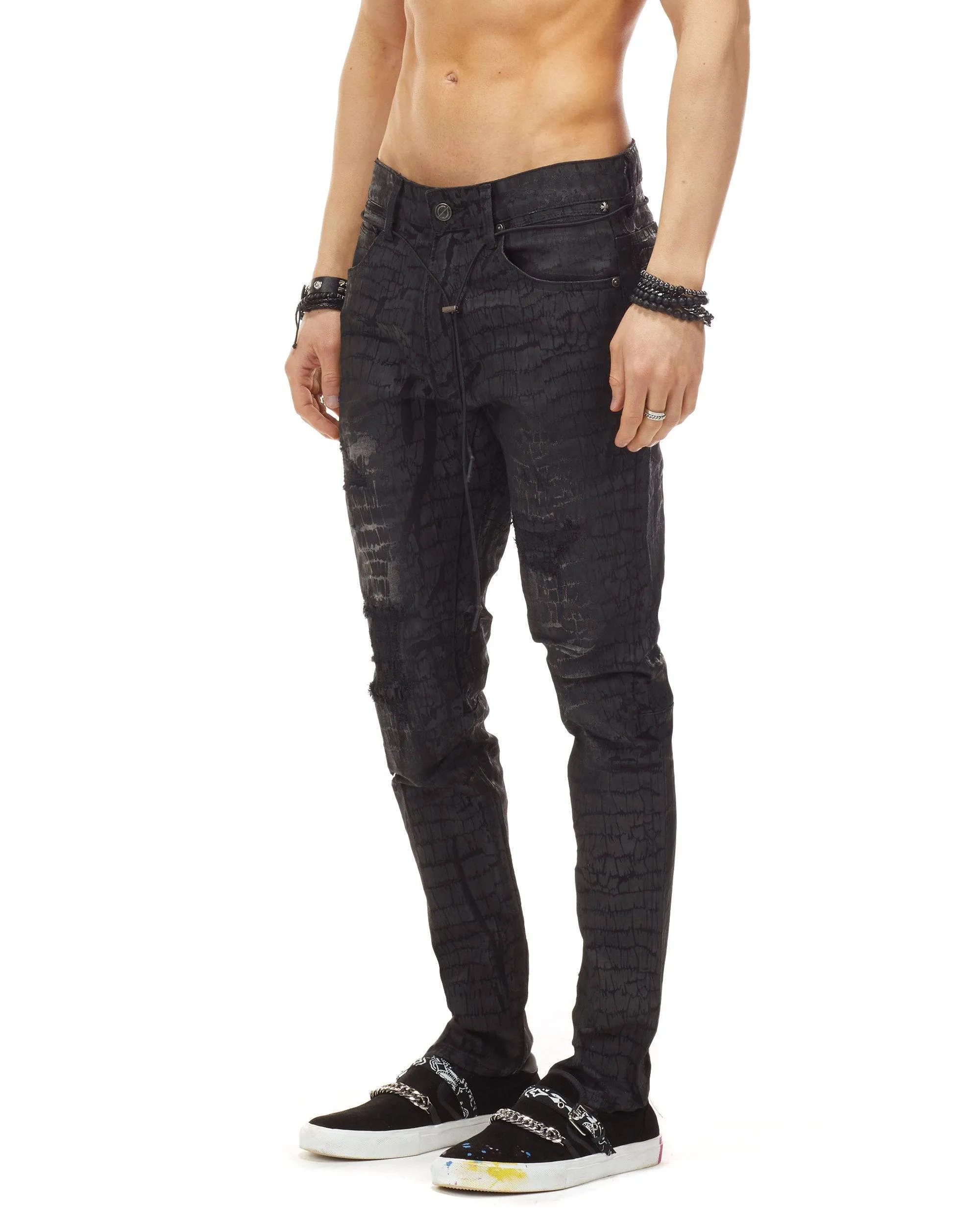 Bleunoir Crocodile Print Jeans - Black