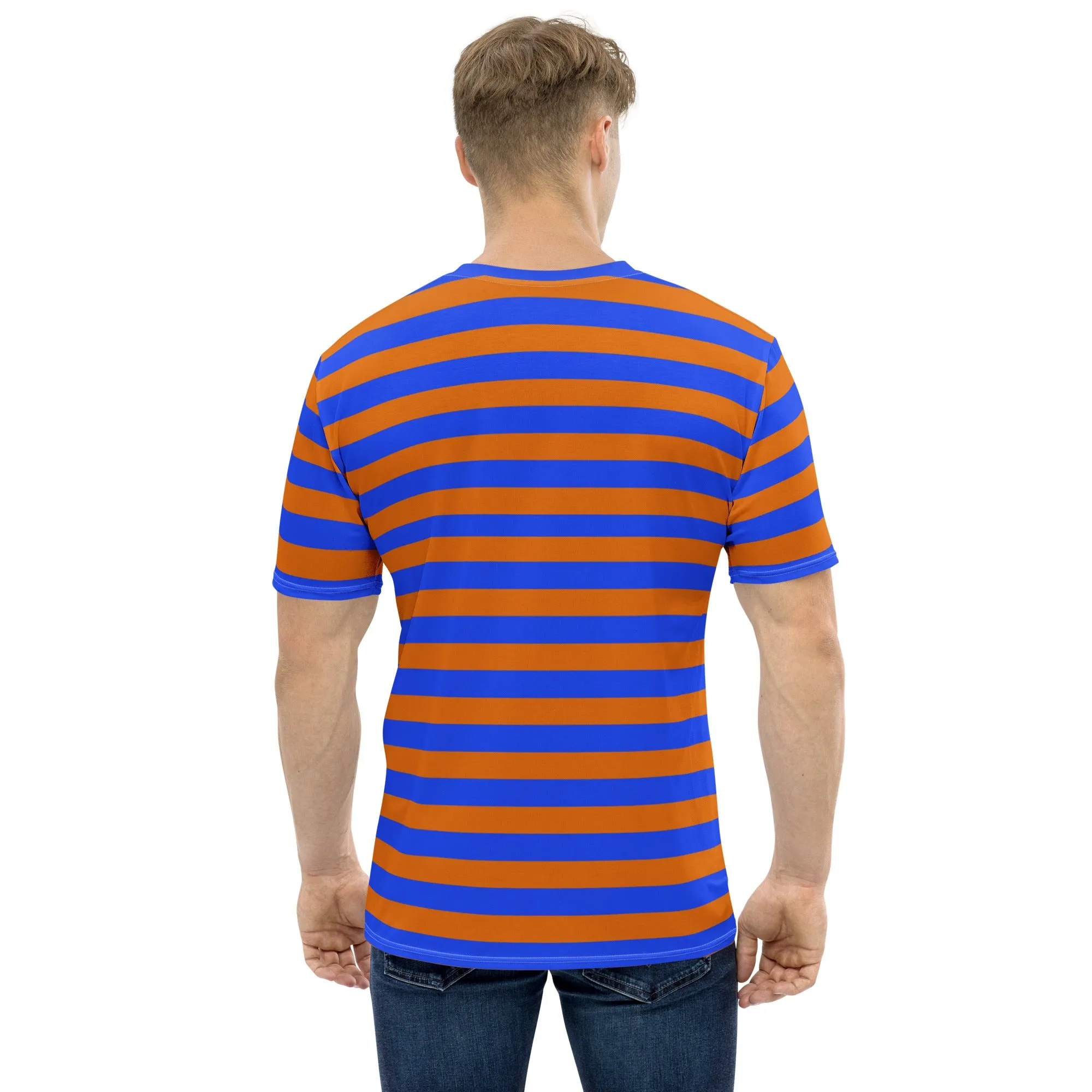 Blue Orange Striped T-shirt For Man