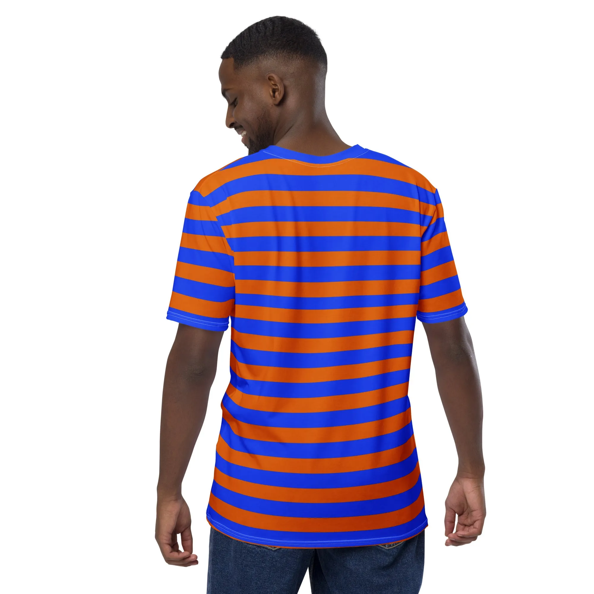 Blue Orange Striped T-shirt For Man