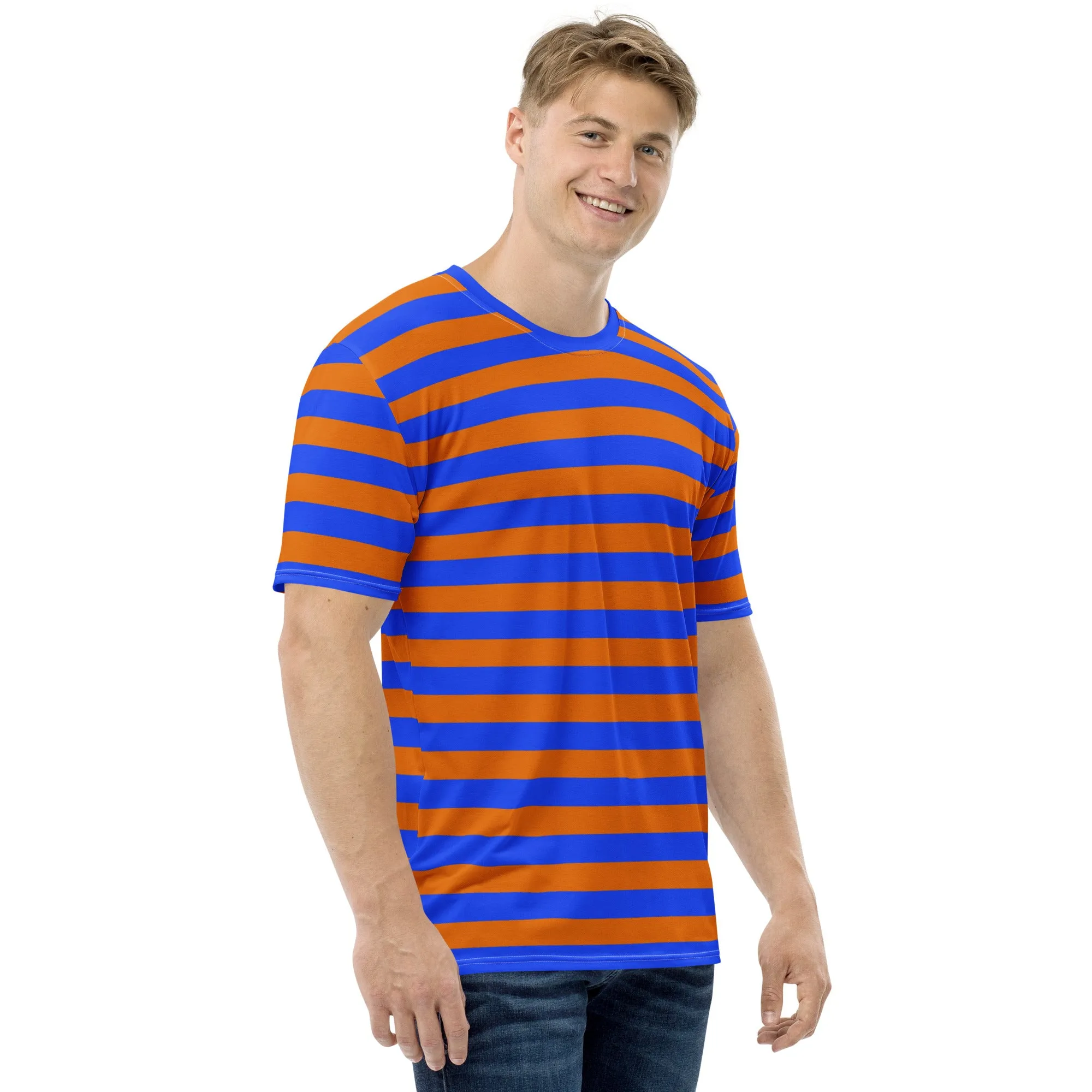 Blue Orange Striped T-shirt For Man