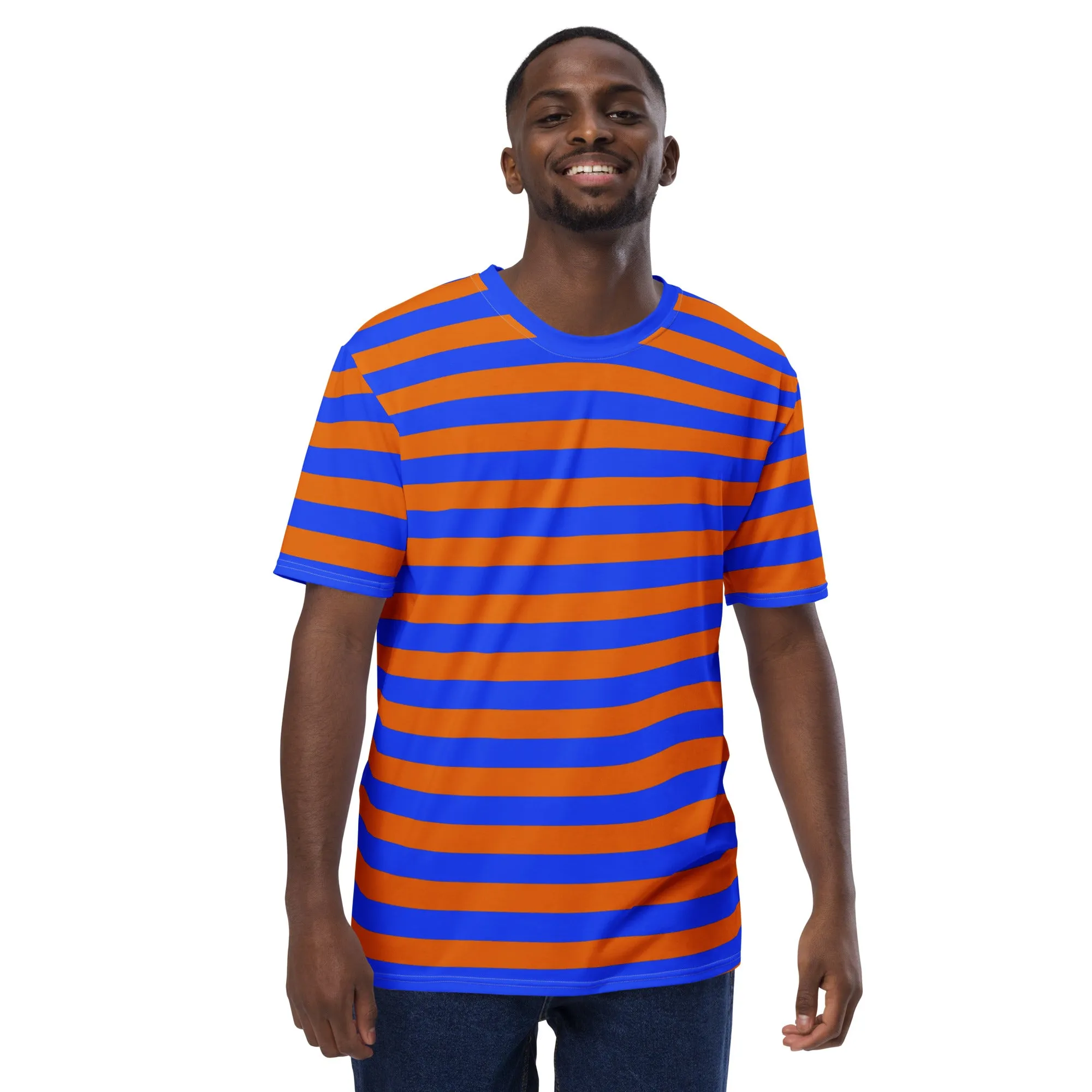 Blue Orange Striped T-shirt For Man