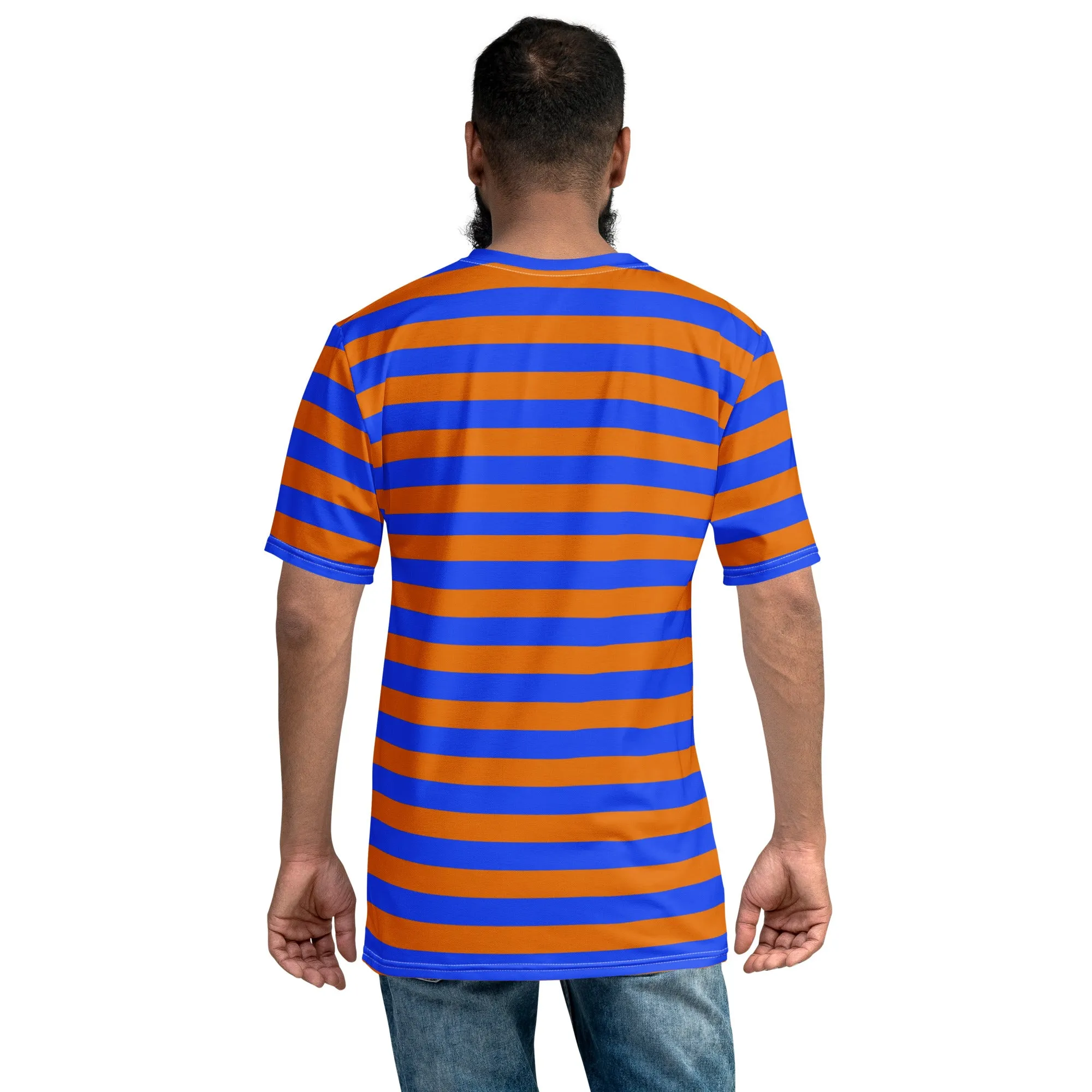 Blue Orange Striped T-shirt For Man