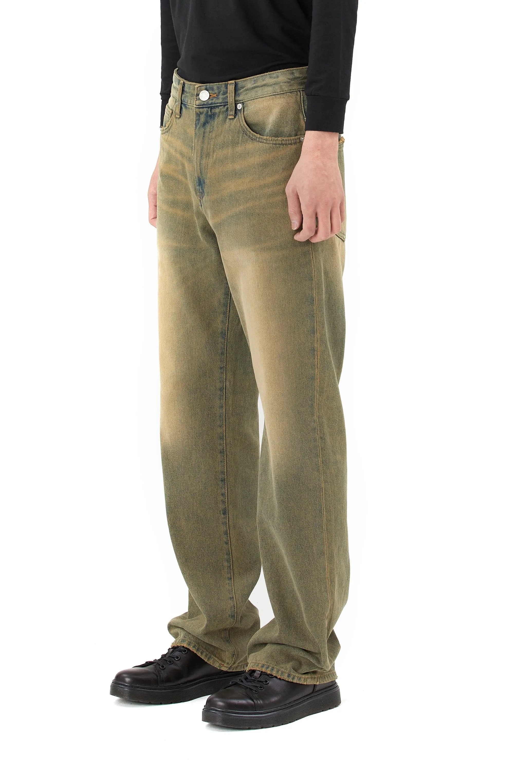 Brown Tinted Denim Pants - Bronze Blue