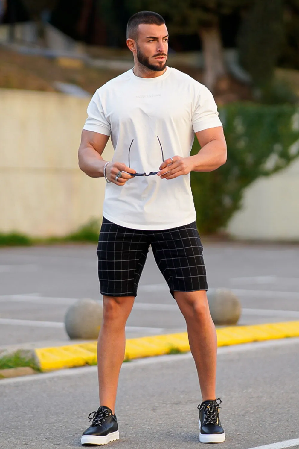 Buy $80 Free Shipping Men's Casual Black Chino Short From the Office to the Beach