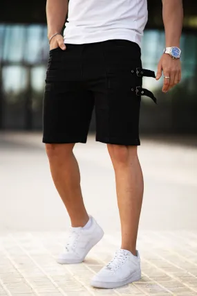 Buy $80 Free Shipping Men's Denim Short - Black And Webbing