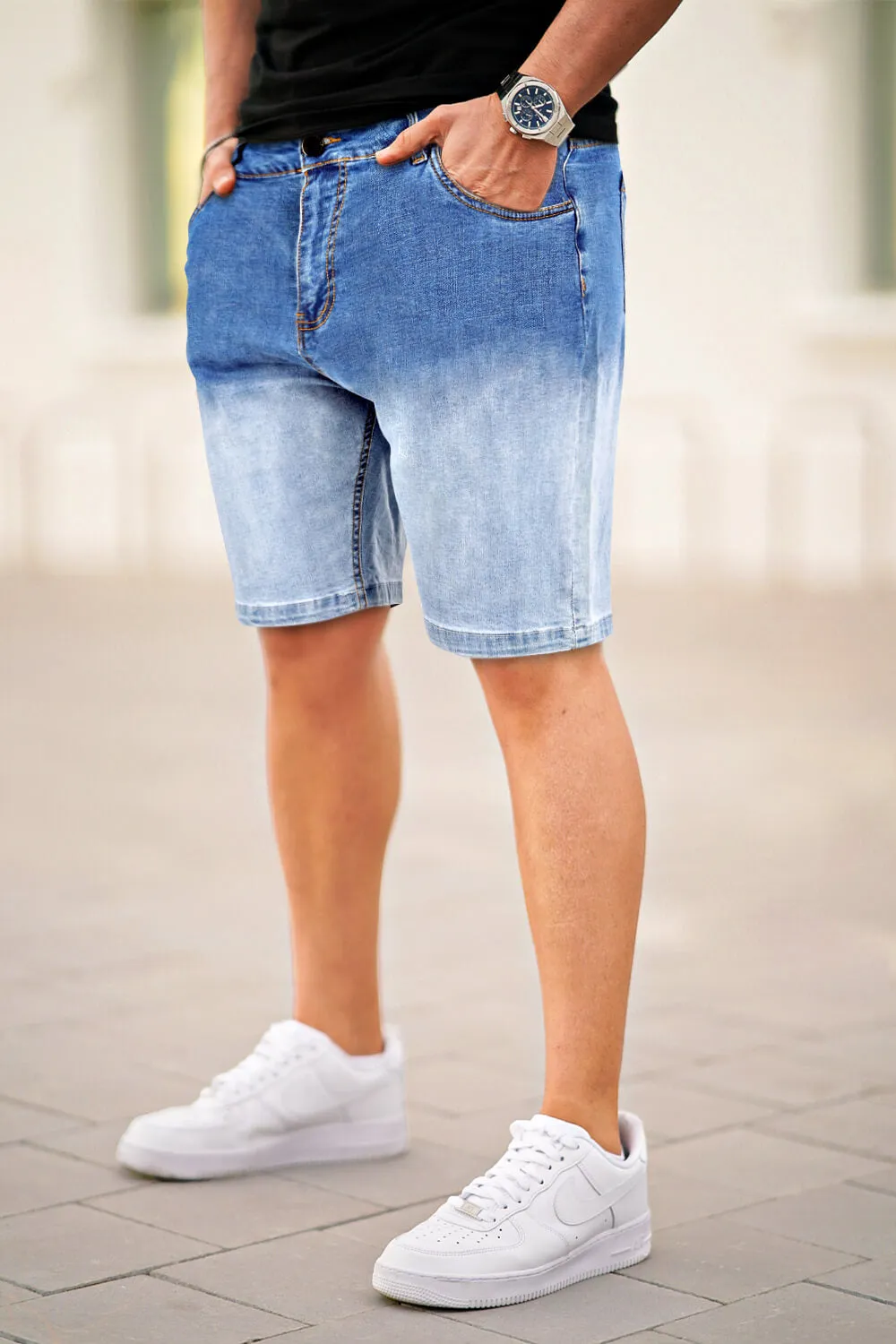 Buy $80 Free Shipping Men's Denim Short - Gradient Color