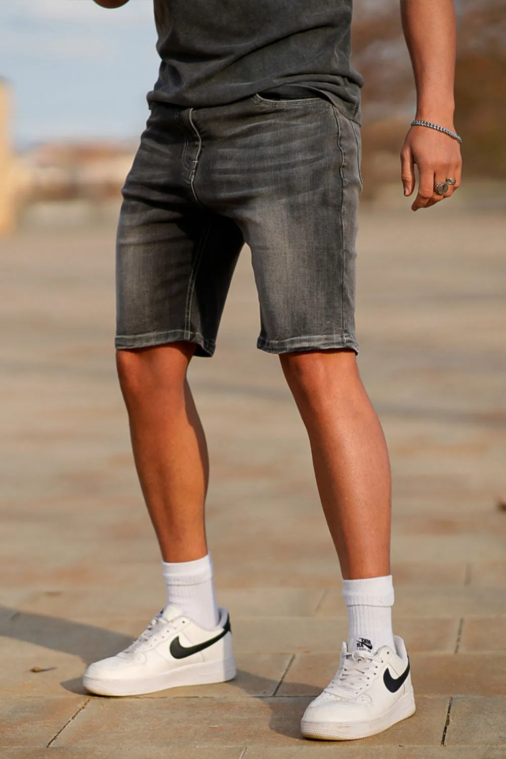 Buy $80 Free Shipping Men's Gray Denim Short