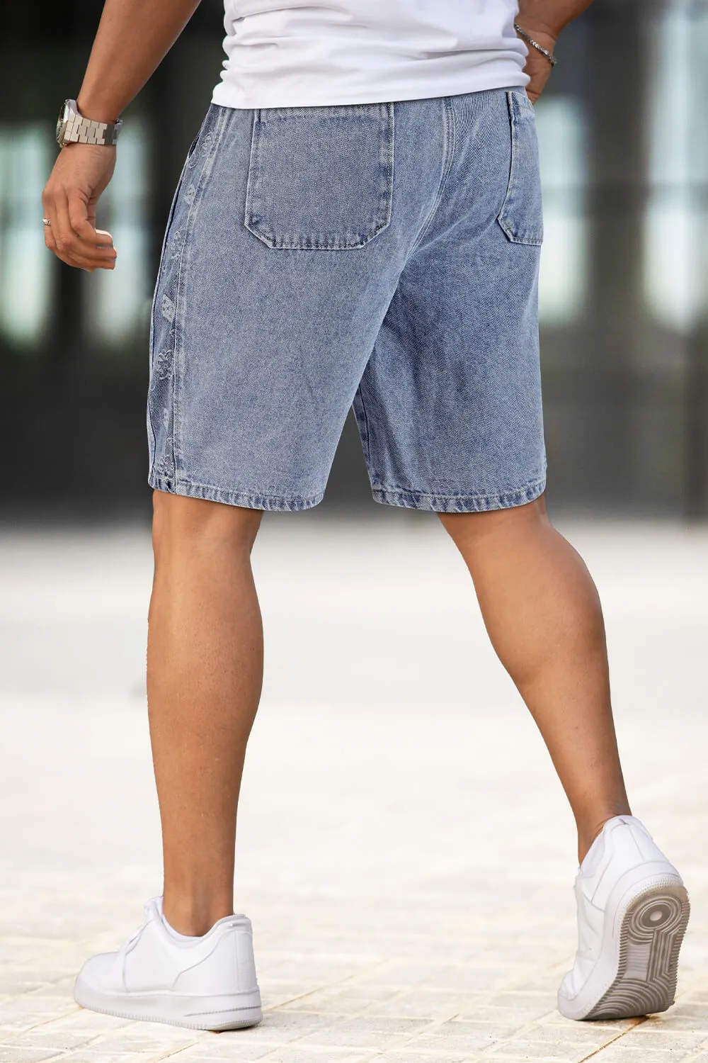 Buy $80 Free Shipping Men's Stretch Denim Short - Light Blue