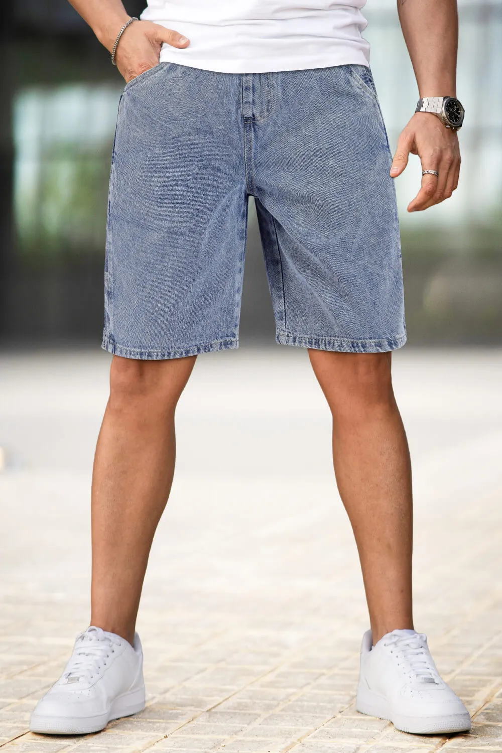 Buy $80 Free Shipping Men's Stretch Denim Short - Light Blue