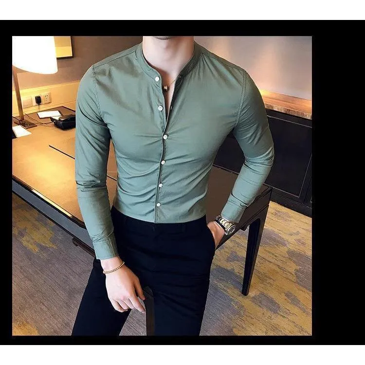 Classy Ravishing Ocean Green Cotton Button-Up Shirt For Men