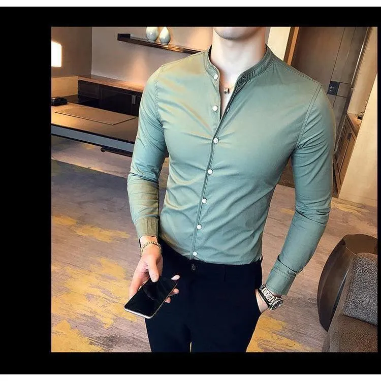 Classy Ravishing Ocean Green Cotton Button-Up Shirt For Men