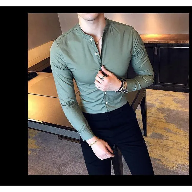 Classy Ravishing Ocean Green Cotton Button-Up Shirt For Men