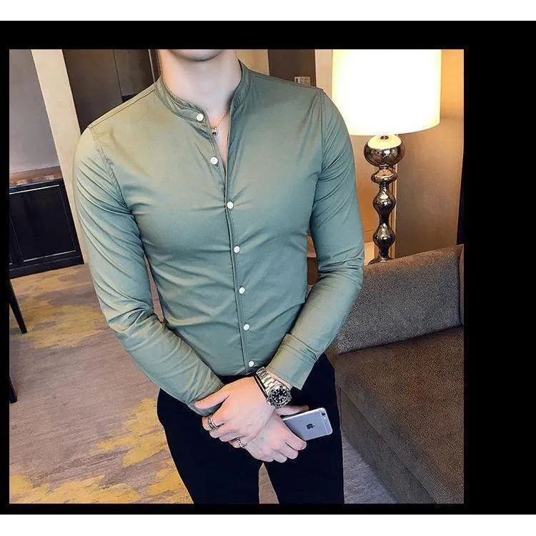 Classy Ravishing Ocean Green Cotton Button-Up Shirt For Men