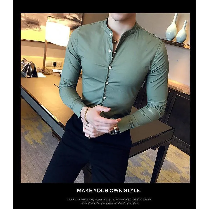 Classy Ravishing Ocean Green Cotton Button-Up Shirt For Men