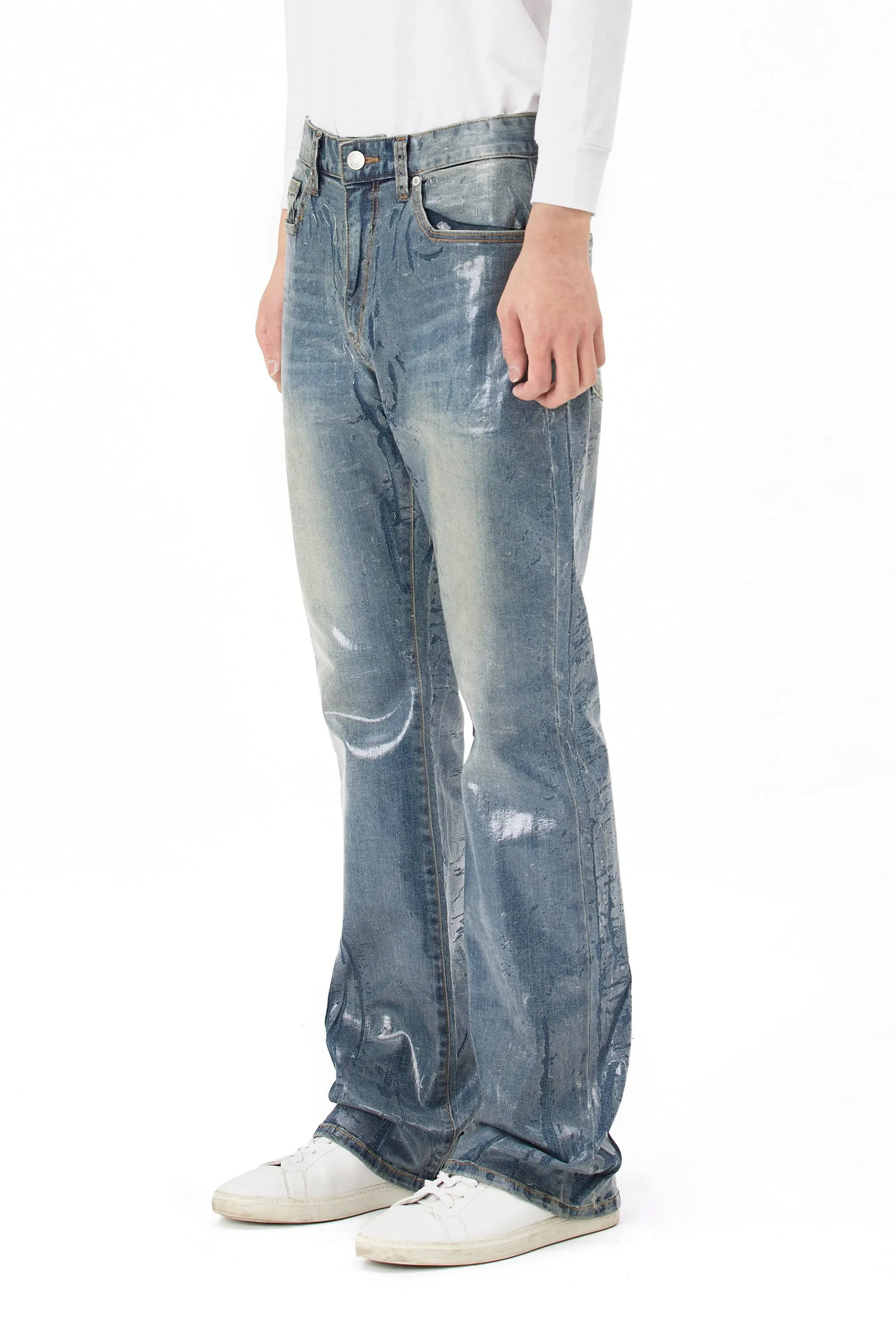 Clear Foil Denim Pants - Clear Foil Blue