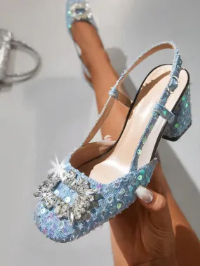 CUCCOO CHICEST Women Shoes Fashionable Outdoor High Heel Shoes With Rhinestone & Glitter Decor Valentines Day Vacation Shoes Summer Sale Elegant Heels