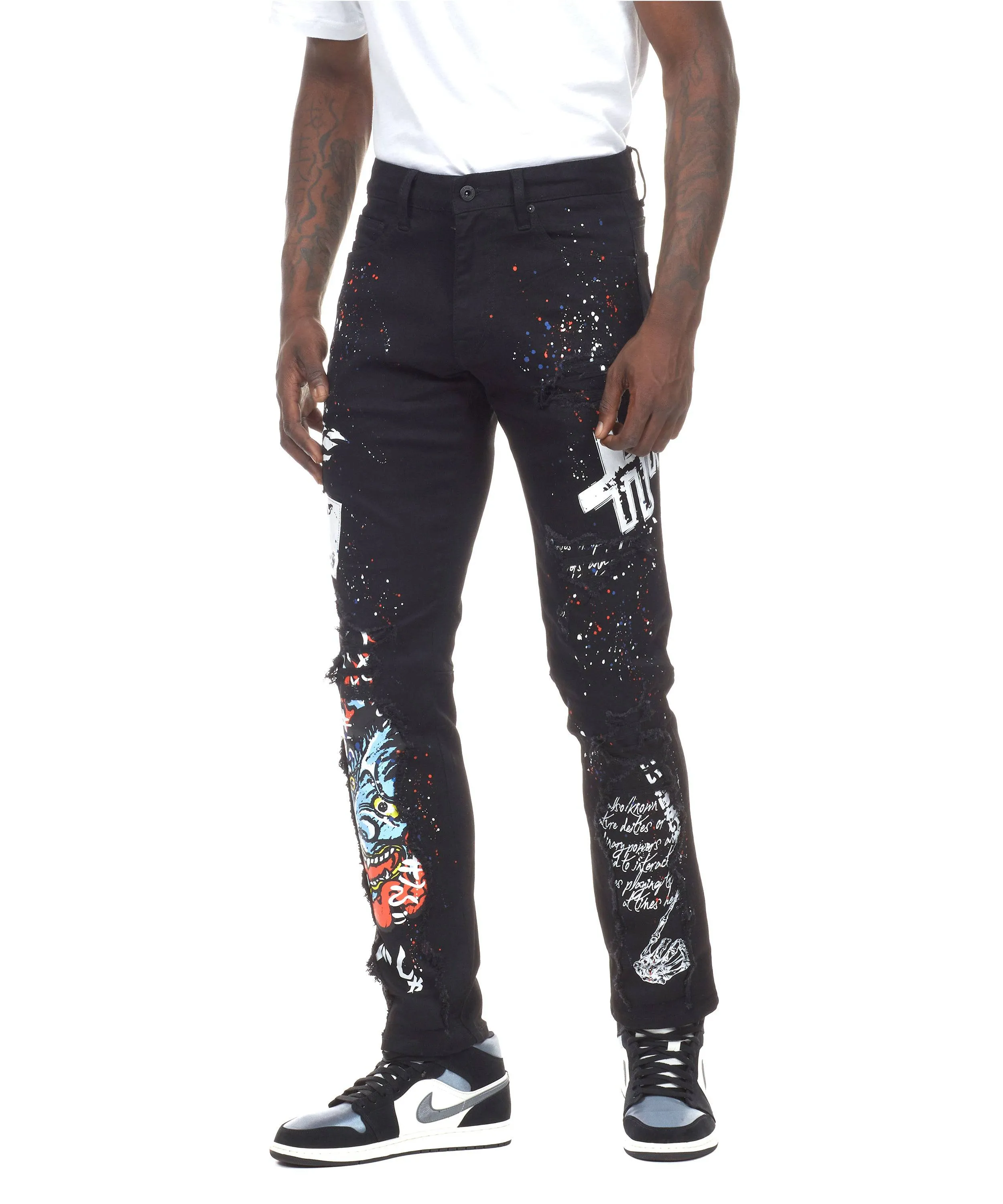 Demon Graphic Jeans - Jet Black