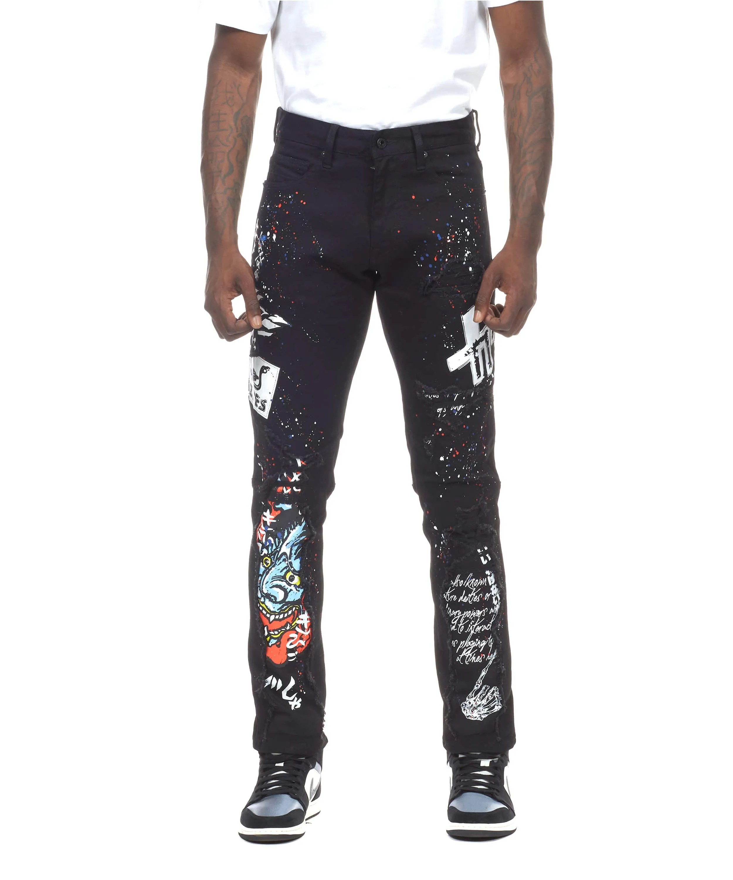 Demon Graphic Jeans - Jet Black