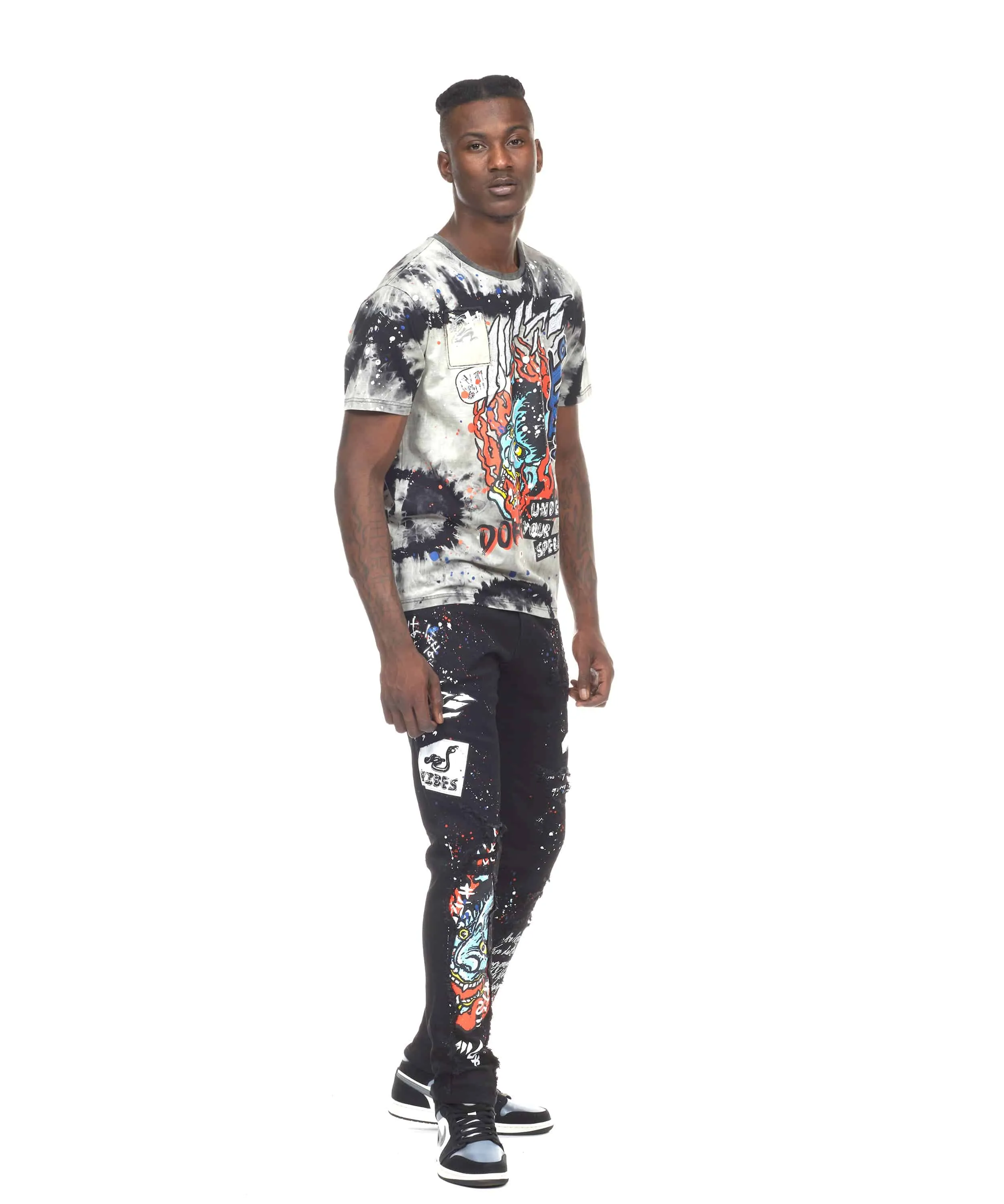 Demon Graphic Jeans - Jet Black