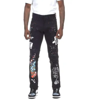 Demon Graphic Jeans - Jet Black