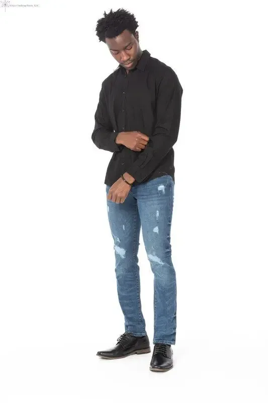 Distress Men's Jeans Slim Fit