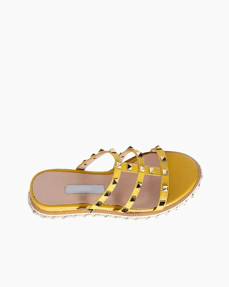 Espadrille Wedges Slides Rivets Sandals