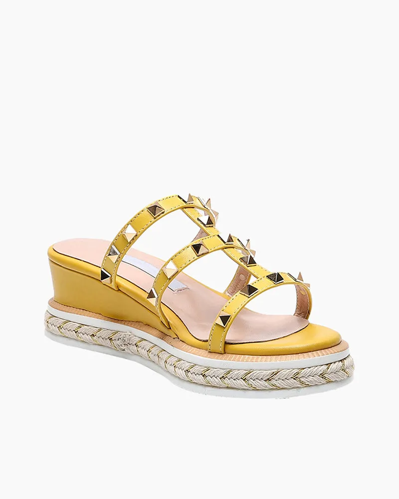 Espadrille Wedges Slides Rivets Sandals